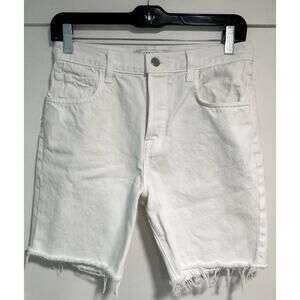 J. BRAND White Cut Off White Denim Bermuda Shorts Raw Hem Size 26